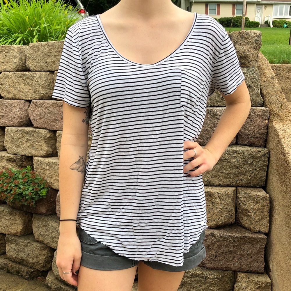 Striped V-neck shirt